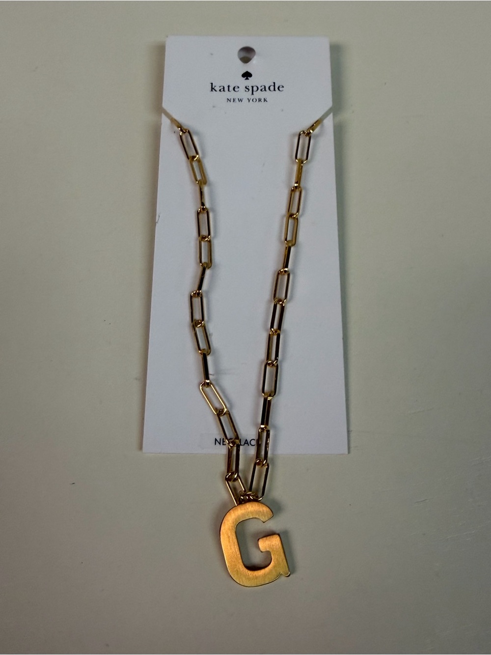 NWT Kate Spade Initial This Letter G Goldtone Necklace